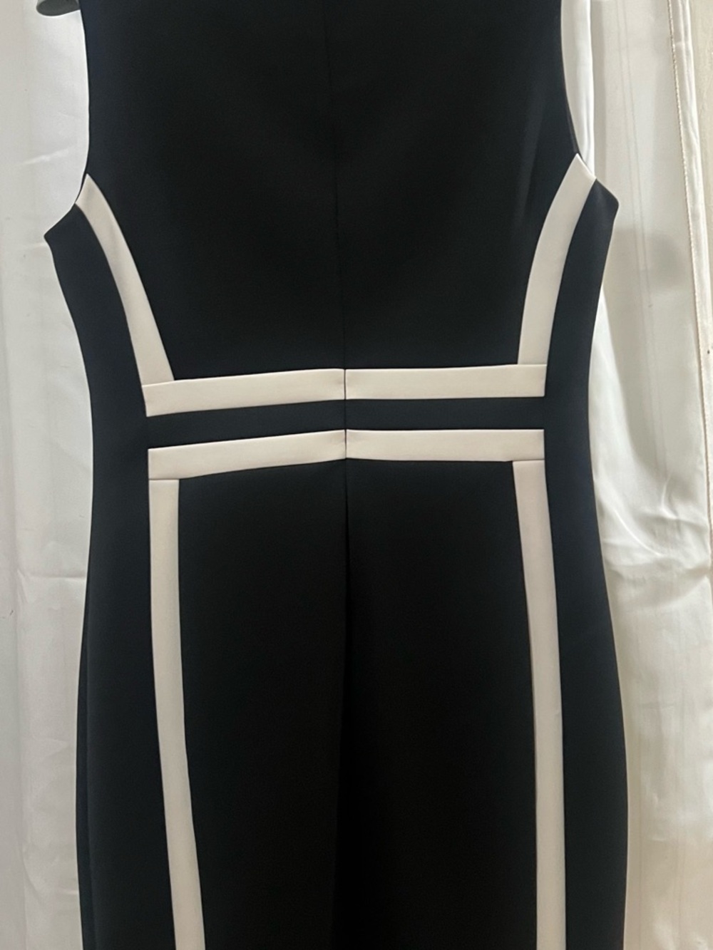 Calvin Klein Black and White Colorblock Midi Sheath Dress - Picture 4 of 5